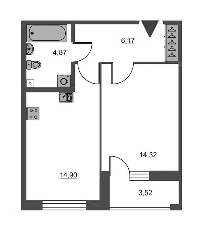 Однокомнатная квартира в : площадь 40.26 м2 , этаж: 2 – купить в Санкт-Петербурге